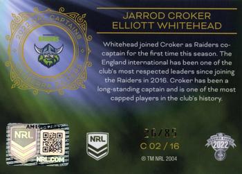 2022 NRL Elite - Captains #C02 Jarrod Croker / Elliott Whitehead Back